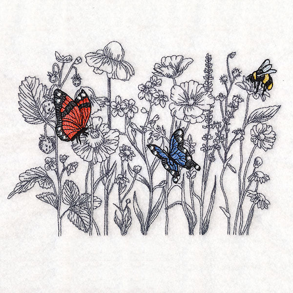Wildflower Etching with Butterflies & Bee - Image 5