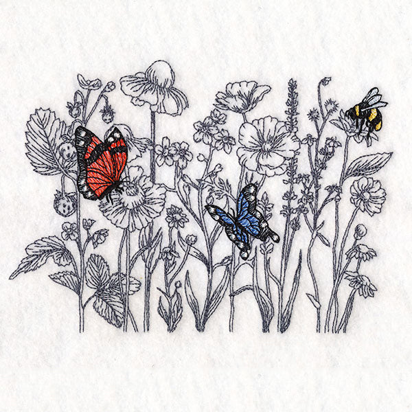 Wildflower Etching with Butterflies & Bee - Image 6