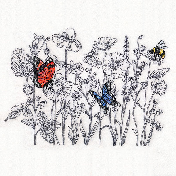 Wildflower Etching with Butterflies & Bee - Image 7