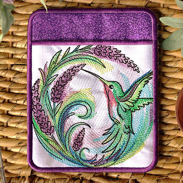 Lavender Hummingbird Potholder (In-the-Hoop)