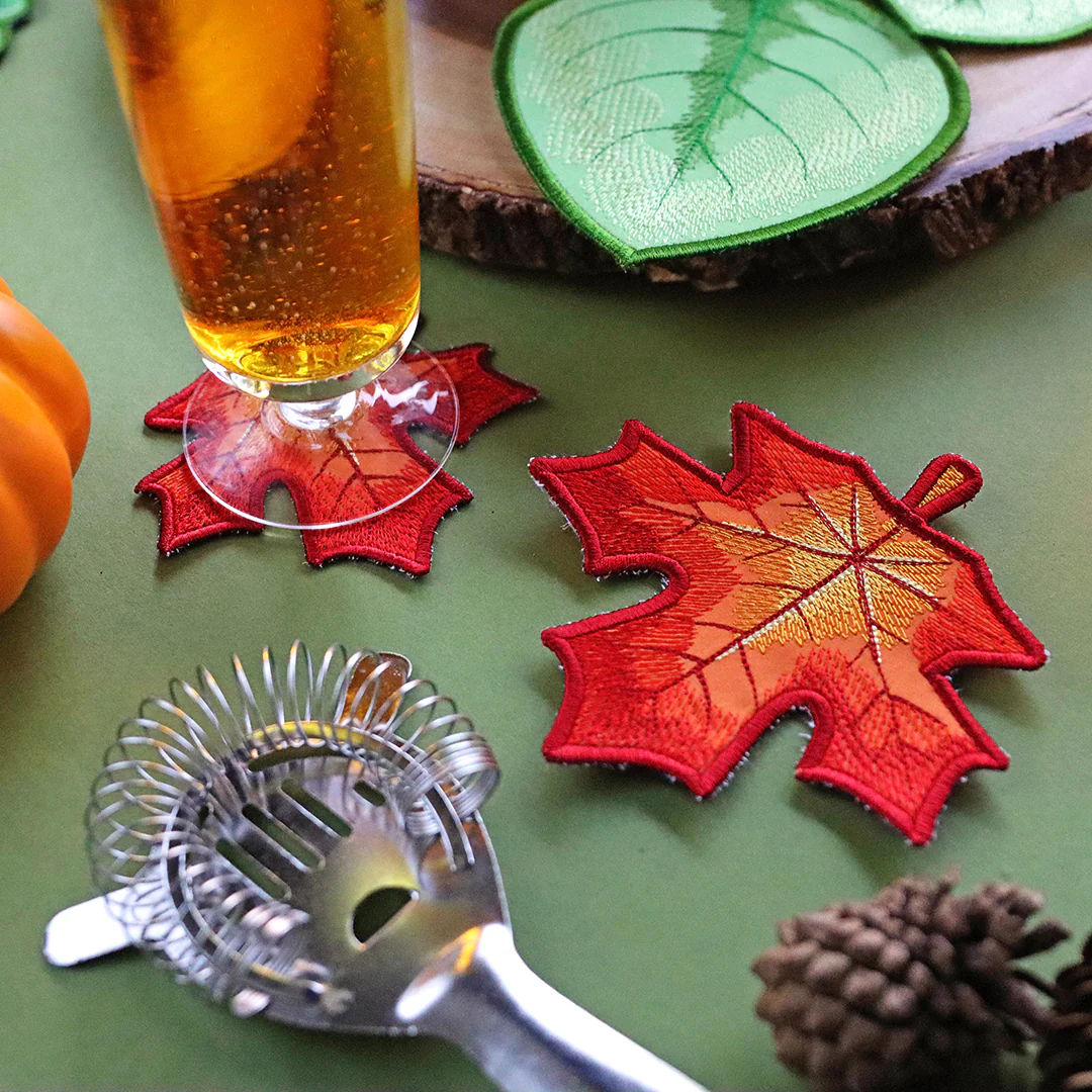 Autumn Maple Leaf Coaster (In-the-Hoop) - Image 2