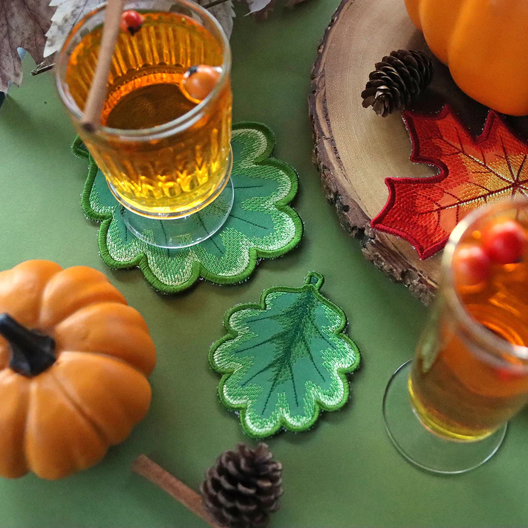 Autumn Oak Leaf Coaster (In-the-Hoop) - Image 2