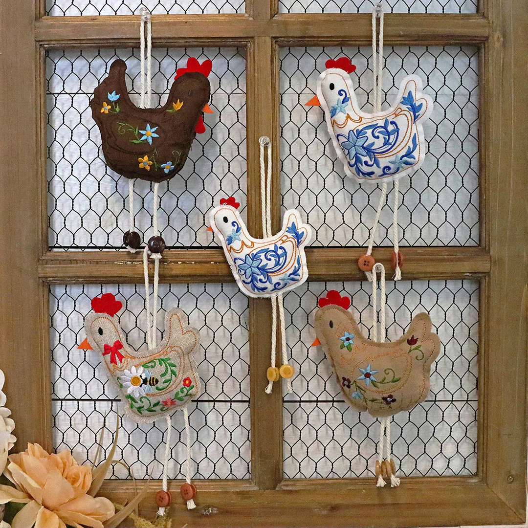 Floral Hen Stuffie (In-the-Hoop) - Image 2