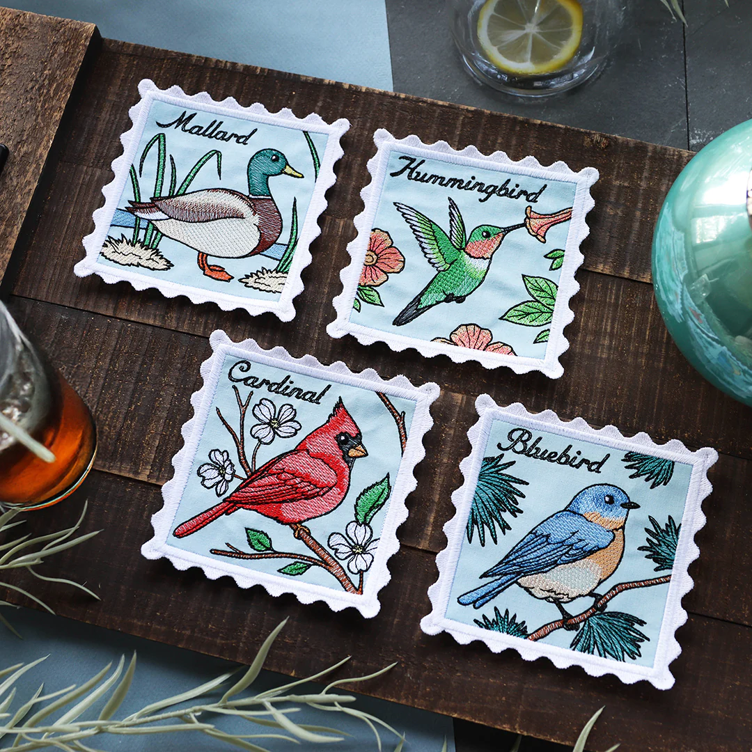 Lace Edge Bird Stamp Coaster - Hummingbird (In-the-Hoop) - Image 2
