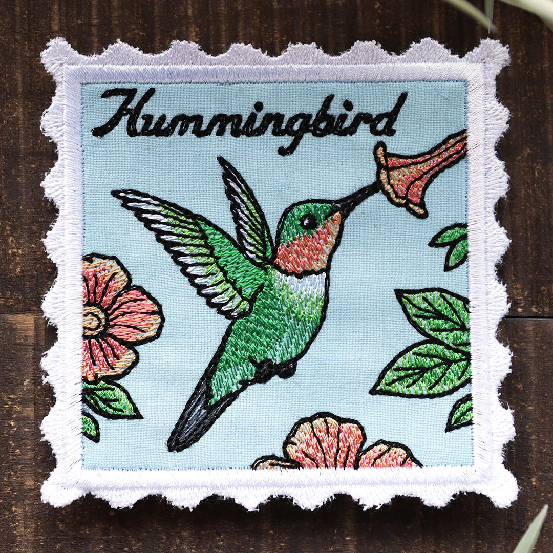 Lace Edge Bird Stamp Coaster - Hummingbird (In-the-Hoop) - Image 4