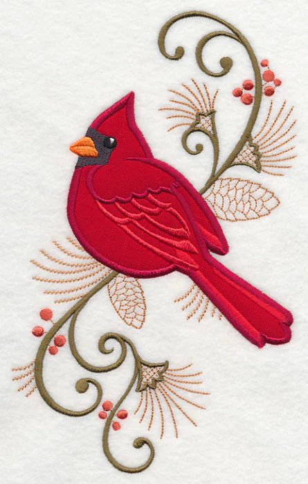 Elegant Cardinal Spray (Applique) - Image 2