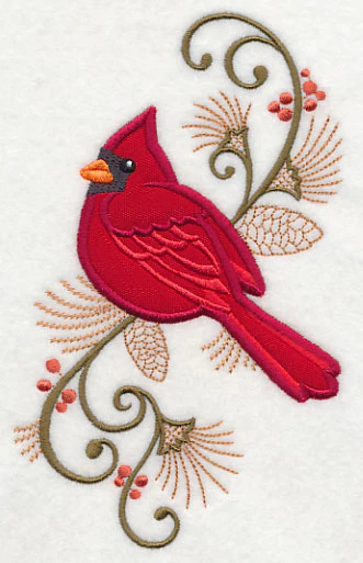 Elegant Cardinal Spray (Applique) - Image 4