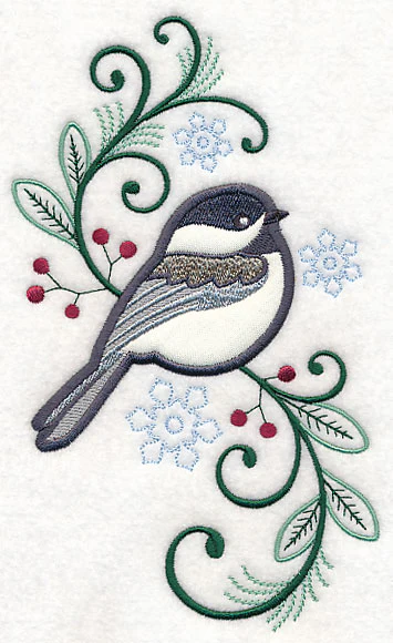 Elegant Chickadee Spray (Applique) - Image 3