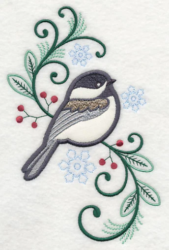 Elegant Chickadee Spray (Applique) - Image 4