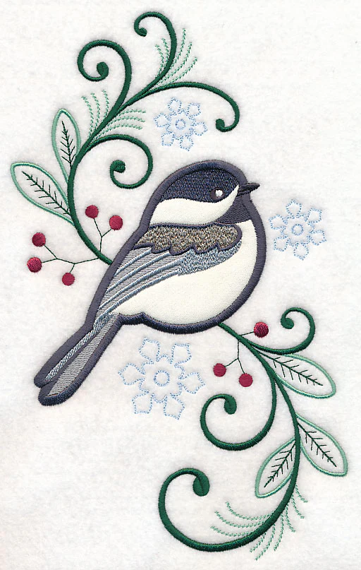 Elegant Chickadee Spray (Applique) - Image 5