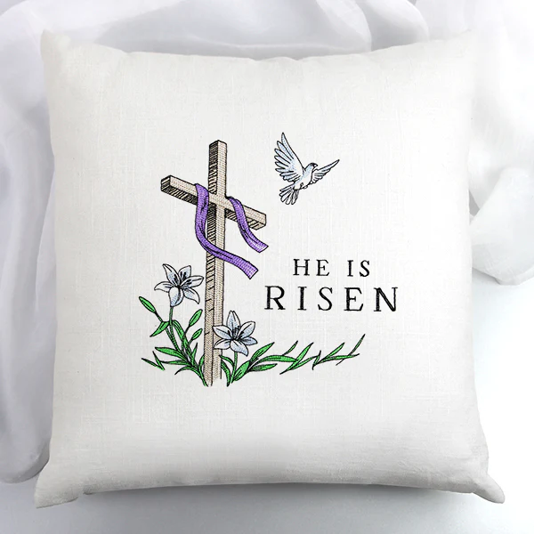 Elegant He is Risen Cross with Dove - Image 2