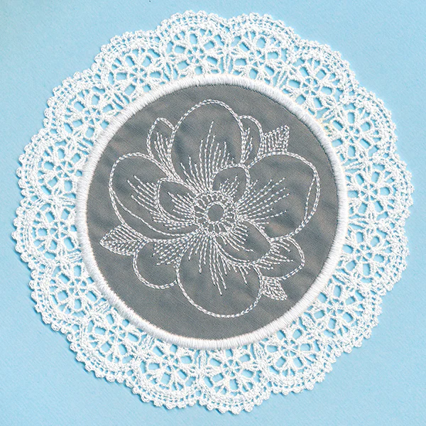 Elegant Magnolia Fabric Doily (Lace)