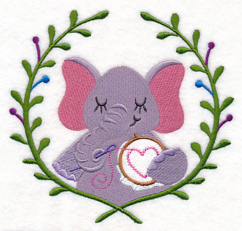 Elephant Embroidering Laurel - Image 3