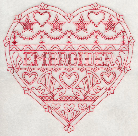 Embroider Heart (Redwork)