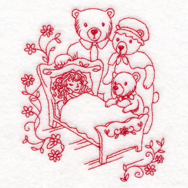 Enchanted Fairy Tale - Goldilocks (Redwork) - Image 5