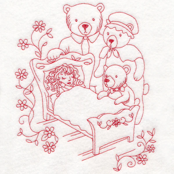 Enchanted Fairy Tale - Goldilocks (Redwork) - Image 6