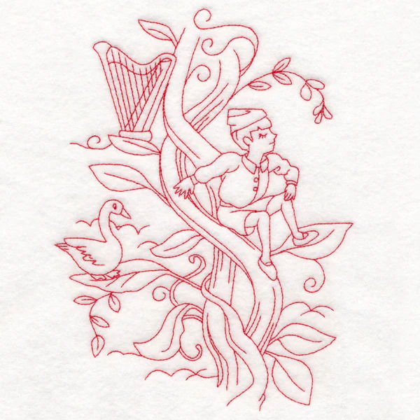 Enchanted Fairy Tale - Jack and the Beanstalk (Redwork) - Image 6