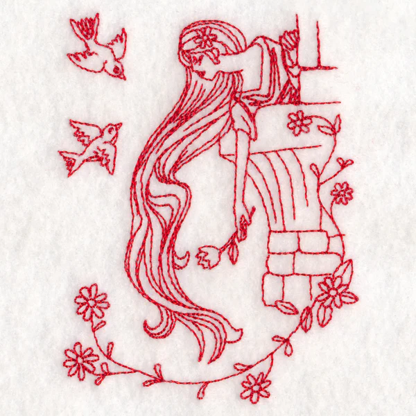 Enchanted Fairy Tale - Rapunzel (Redwork) - Image 5