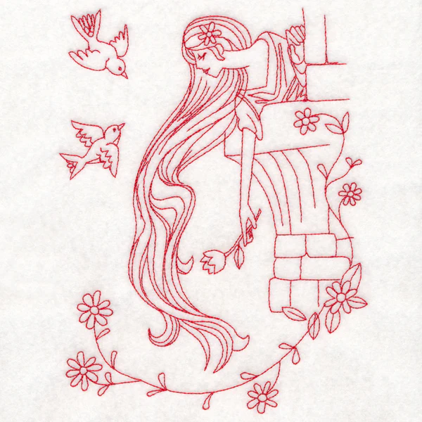 Enchanted Fairy Tale - Rapunzel (Redwork) - Image 6