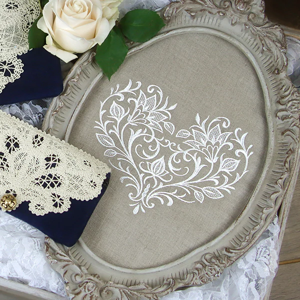 Exquisite Blooming Heart (Whitework) - Image 6