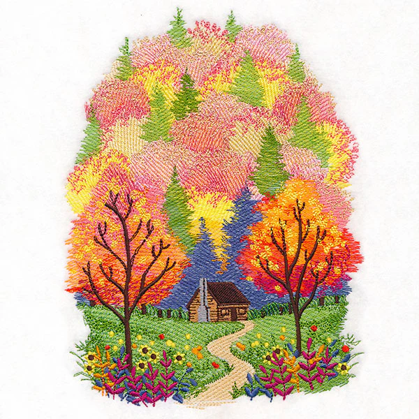 Fall in the Forest Cabin Scene - Image 3