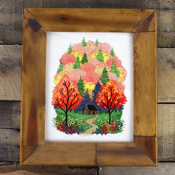 Fall in the Forest Cabin Scene - Image 4