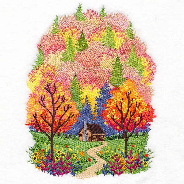 Fall in the Forest Cabin Scene - Image 5