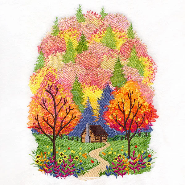 Fall in the Forest Cabin Scene - Image 7