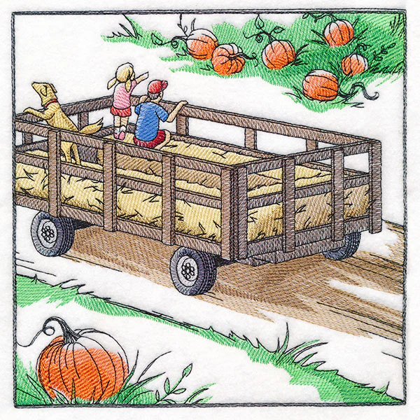 Fall on the Farm Scene - Hay Ride Wagon - Image 9