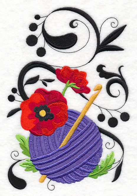 Fanciful Crochet Hook with Poppies - Image 2