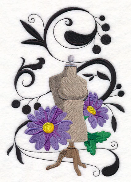 Fanciful Dress Form with Daisies - Image 3