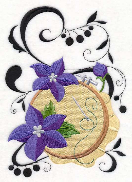 Fanciful Embroidery Hoop with Balloon Flowers - Image 5