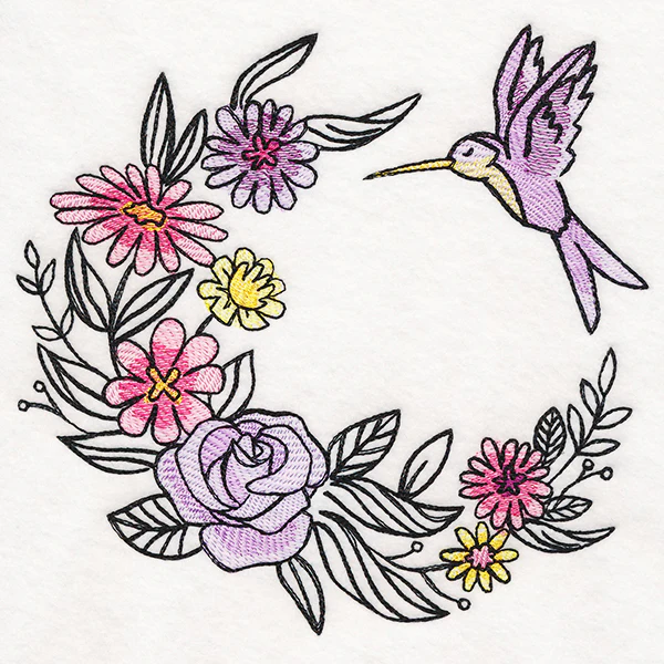 Fanciful Flutters Hummingbird Wreath in Watercolor - Image 2