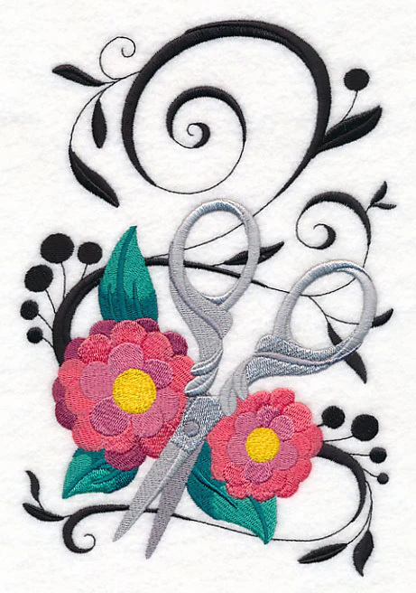 Fanciful Scissors with Zinnias - Image 2