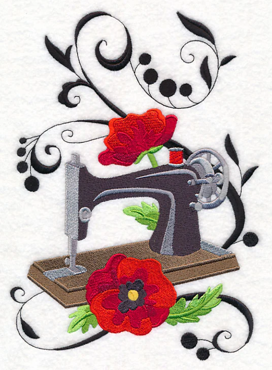 Fanciful Sewing Machine with Poppies - Image 5