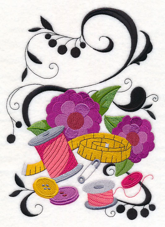 Fanciful Sewing Notions with Zinnias - Image 5