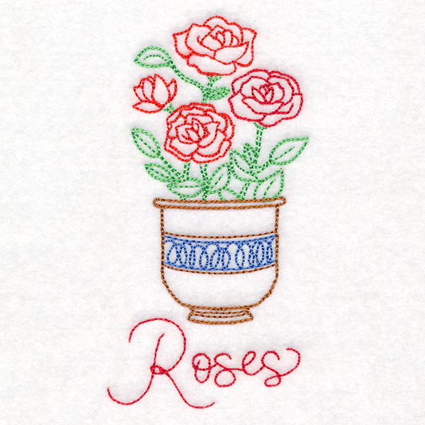 Fancy Flowerpot Roses (Vintage) - Image 3