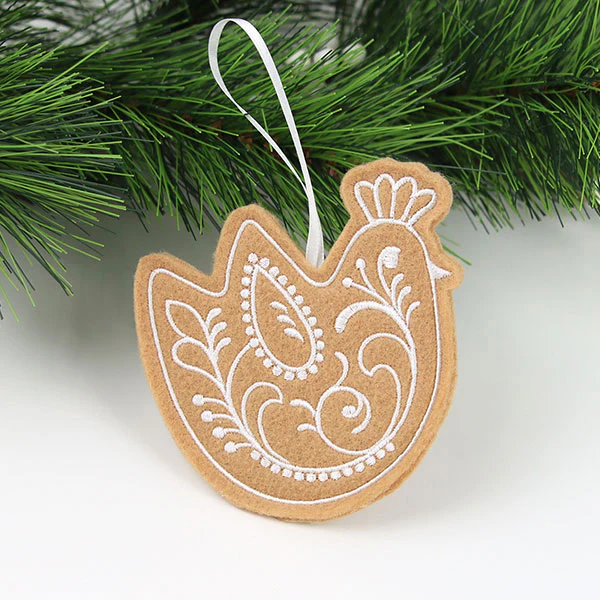 Farm Gingerbread Cookie Ornament - Chicken (In-the-Hoop) - Image 3