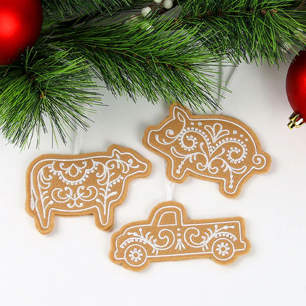 Farm Gingerbread Cookie Ornament - Retro Truck (In-the-Hoop) - Image 2
