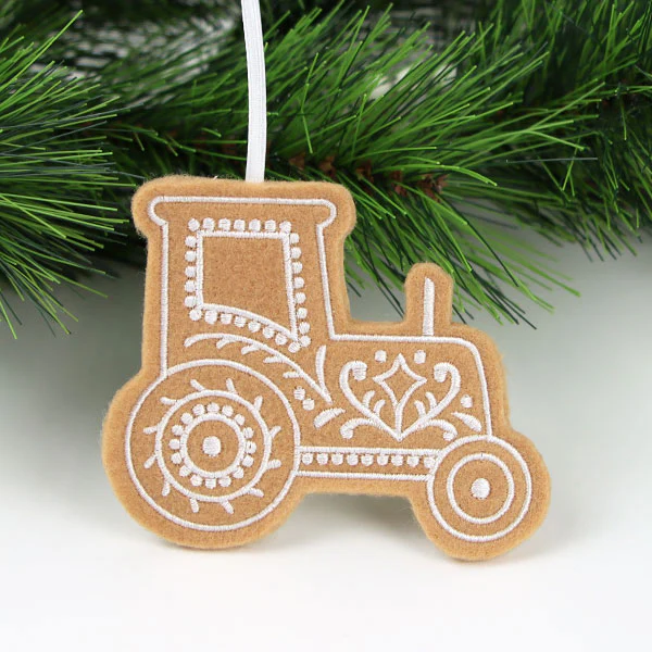 Farm Gingerbread Cookie Ornament - Tractor (In-the-Hoop) - Image 2