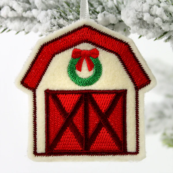 Farmhouse Christmas Barn Ornament (In-the-Hoop) - Image 2