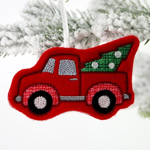 Farmhouse Christmas Retro Truck Ornament (In-the-Hoop) - Image 2