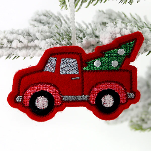 Farmhouse Christmas Retro Truck Ornament (In-the-Hoop) - Image 3