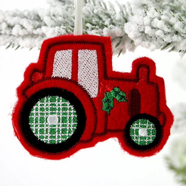 Farmhouse Christmas Tractor Ornament (In-the-Hoop) - Image 3