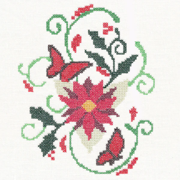 Feliz Flutterby Poinsettia and Holly (Cross Stitch) - Image 3