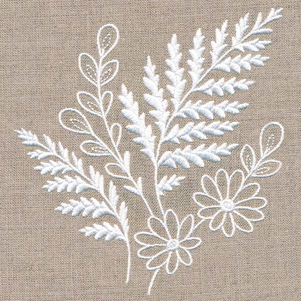 Fern and Flowers Accent (Whitework) - Image 5