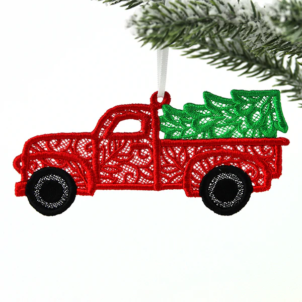 Festive Christmas Retro Truck Ornament (Lace) - Image 4