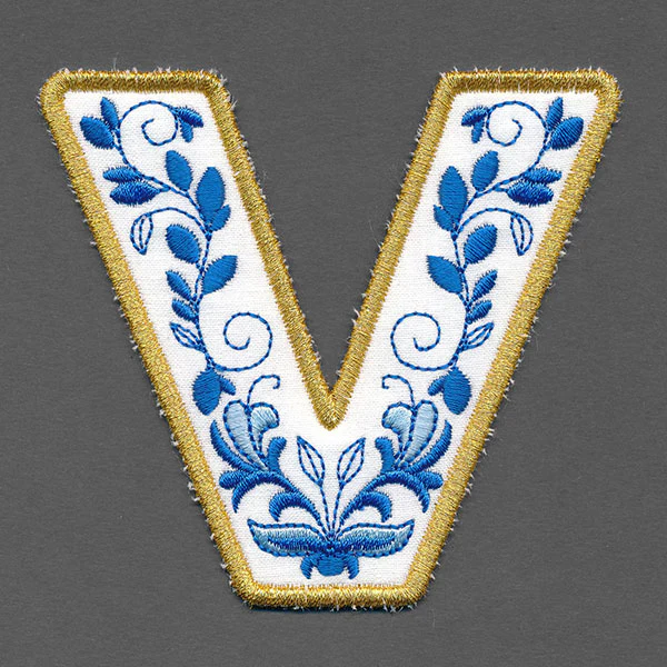 Festive & Elegant Alphabet Ornaments - Letter V (In-the-Hoop)