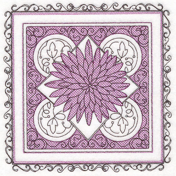 Festive Fall Chrysanthemum Kaleidoscope (Trapunto) - Image 2