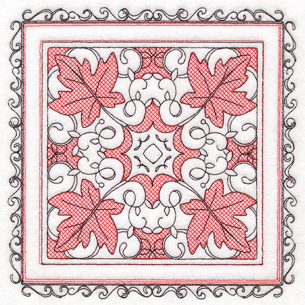 Festive Fall Maple Leaves Kaleidoscope (Trapunto) - Image 3